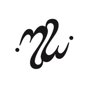 the letter m is made up of black and white letters, which appear to be cursive