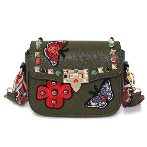 Butterfly Festival Handbag Green Casual Party Bag, Casual Green Embroidered Shoulder Bag, Spring Casual Party Shoulder Bag, Casual Spring Party Shoulder Bag, Multicolor Spring Bags, Green Summer Satchel With Adjustable Strap, Green Satchel With Adjustable Strap For Summer, Spring Green Bags For Fashion Accessory, Green Shoulder Bag For Spring