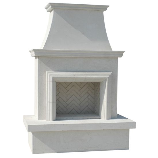 a white fireplace with a herringbone pattern on the top and bottom, against a white background