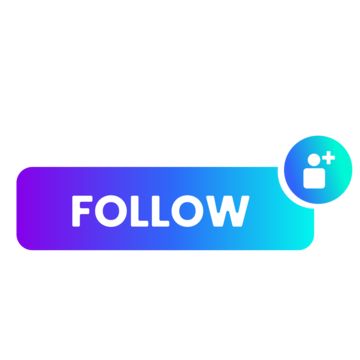 the word follow is written on a blue and purple button with an arrow pointing to it