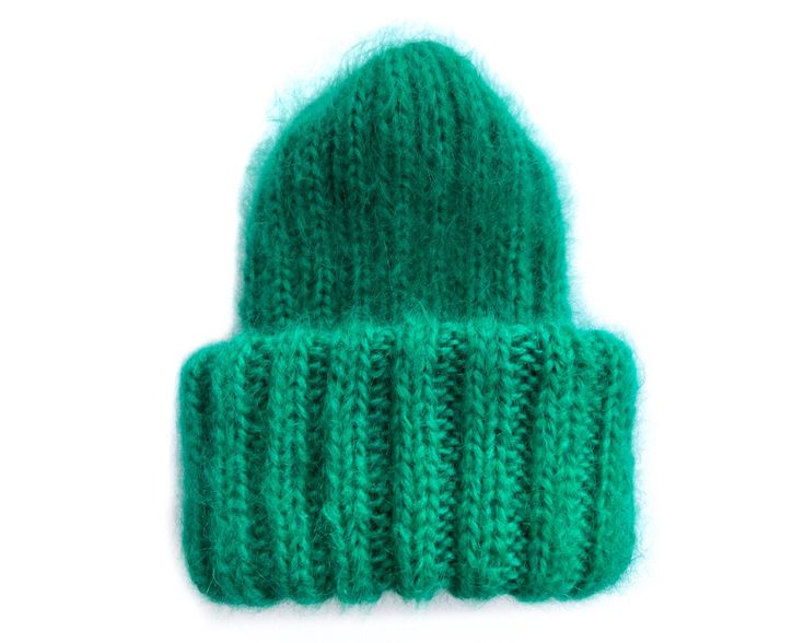 Ribbed knit mohair beanie Colour: red Composition: 25% mohair, 24% wool, 51% acrylic Care: hand wash Size: Stretch to fit ( 22-24 in / 56-60 cm) Made entirely by hand! Please note that real colors may slightly differ from their appearance on your display. Green Soft Knit Hat For Cold Weather, Cozy Green Winter Hat, Trendy Winter Beanie Mini Hat, Trendy Winter Mini Beanie Hats, Winter Soft Knit Green Hat, Green Cozy Beanie One Size, Green Cozy Beanie One Size Fits Most, Green Winter Beanie Cap, Cozy Green Beanie One Size