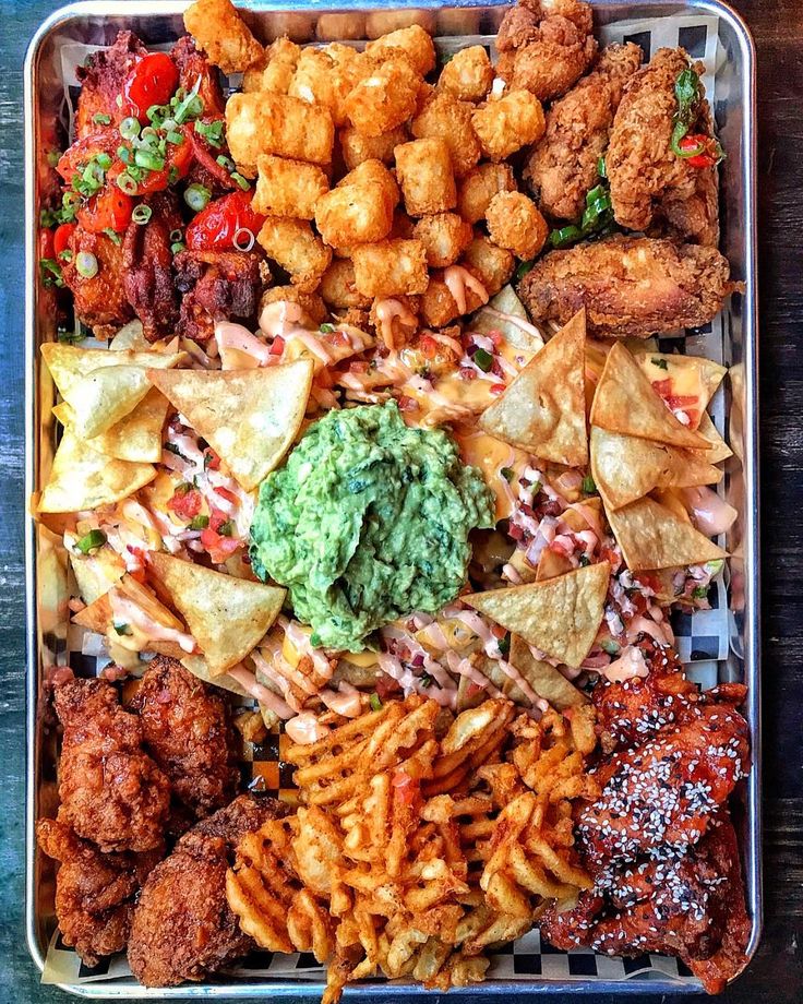 a tray filled with different types of food