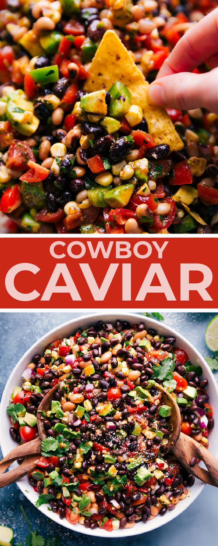 a bowl filled with black beans, corn and guacamole