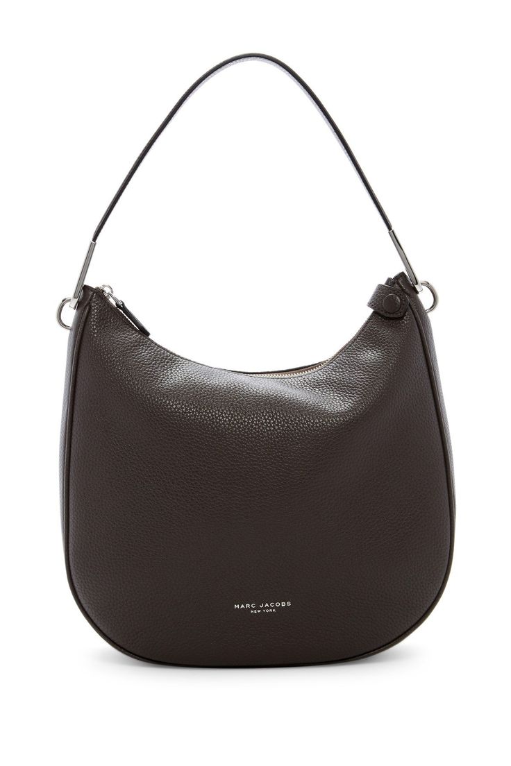 Marc Jacobs The Essential Leather Hobo - ALUMINUM Classic Hobo Bag With Top Handle, Modern Brown Bags With Silver-tone Hardware, Classic Business Hobo Bag With Top Carry Handle, Classic Hobo Bag With Top Carry Handle For Business, Modern Handheld Hobo Bag With Handle Drop, Modern Handheld Hobo Bag With Handle, Modern Handheld Hobo Bag, Classic Handheld Hobo Bag With Top Carry Handle, Classic Hobo Bag With Handle Drop For Office