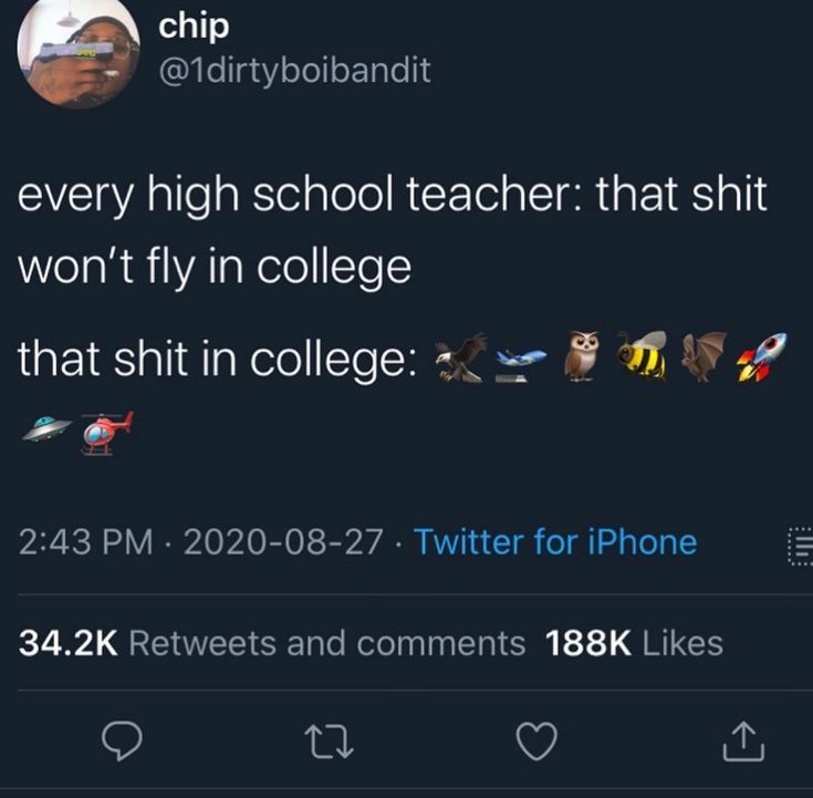 the tweet on twitter is very funny and it looks like they are going to college