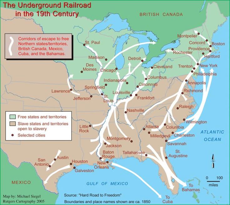 the underground railroad in the 19th century is shown on this map, and it's located