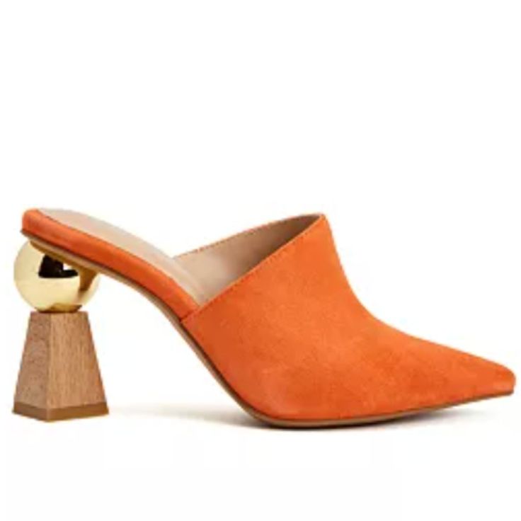 Alfani's Junee Mules Feature A Gorgeous Pointed Profile Perched On An Impossibly Chic Sculpted Heel Making Dressy Looks A Work Of Art. 3-1/4" Sculpted Architectural Heel Pointed-Toe Slip-On Dress Mules Step 'N Flex Technology And Cushioned Insole For Added Comfort Suede Upper; Manmade Lining; Rubber Sole Size: 6.5 Casual Orange Slip-on Mules, Slip-on Mules With Sculpted Heel In Synthetic, Slip-on Synthetic Mules With Block Heel, Trendy Synthetic Mules With 4-inch Heel, Synthetic Mules With Heel Loop, Medium Width, Dress Mules, Mule Clogs, Mules Shoes, Clogs