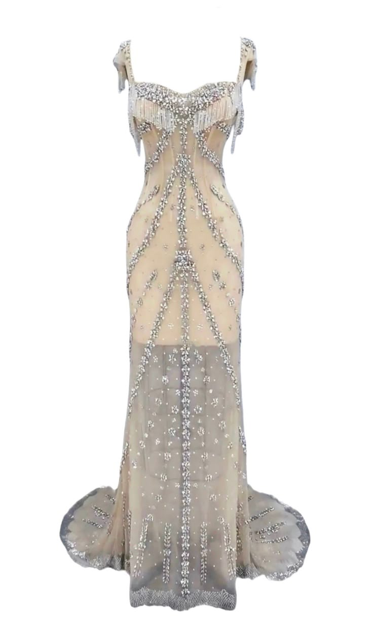 KENDALL GOWN – MARIONO Rhinestone Evening Gowns, White Crystal Dress, Astrology Dress, Revenge Dress, Premiere Dress, Dramatic Dresses, Festival Outfit Inspiration, Sparkly Gown, Gorgeous Prom Dresses