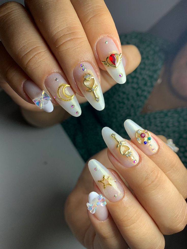 Sailor moon nails Salior Moon Nail Design, Sailor Moon Eye Makeup, Sailormoon Nail Design, Sailor Moon Themed Nails, Sailor Jupiter Nails, Sailor Mars Nails, Sailor Moon Nails Acrylic, Sailor Moon Nails Design, Sailor Moon Inspired Nails