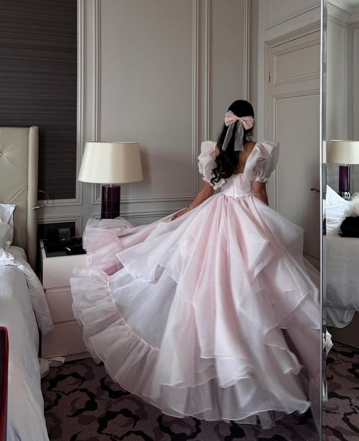 Ball Gown Aesthetic, Gown Aesthetic, Poofy Dress, Dream Prom Dress, Pink Ball Gown, Dream Prom, Princess Core, Hijabi Aesthetic, Fantasy Dresses