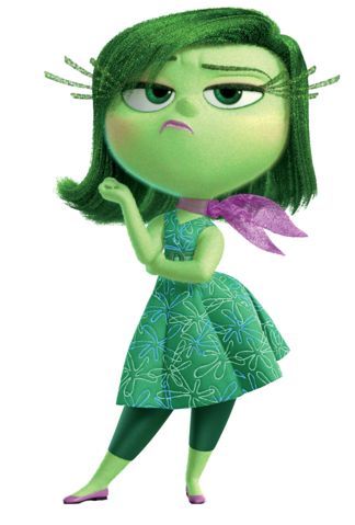 an animated character with green hair and purple wings, dressed in a blue floral dress