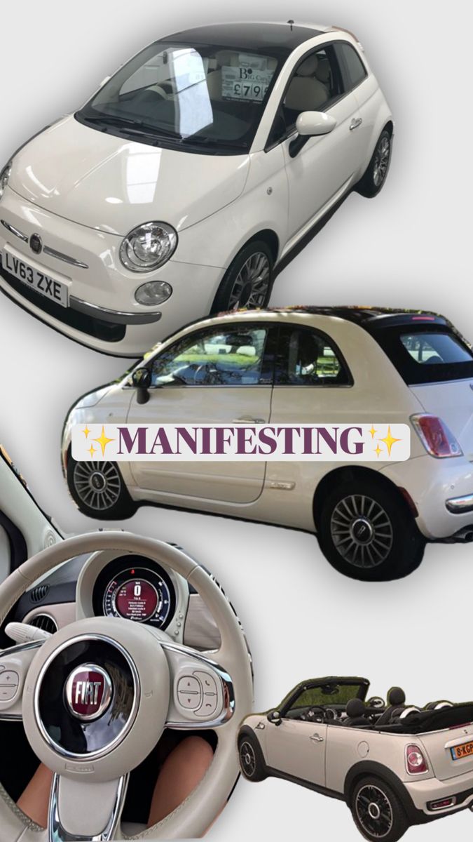 three different types of cars with the words manefesting on them