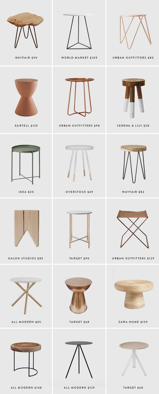 the different types of tables and chairs are shown