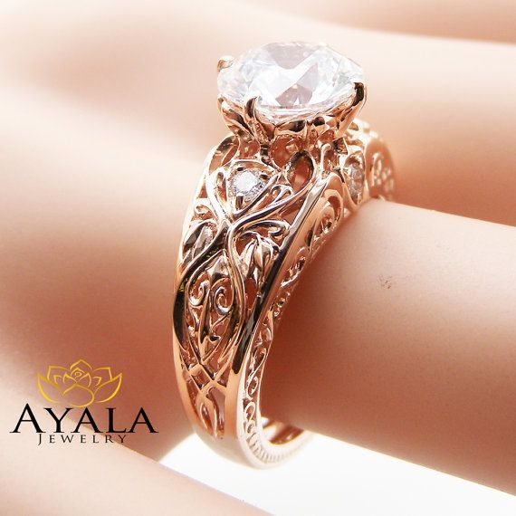 14K Rose Gold Filigree Right Hand Ring Antique inspired Rose Gold Filigree Ring, Emerald Ring Engagement Diamond, Filigree Ring Gold, Extraordinary Jewelry, Popular Engagement Rings, Pretty Jewelry Necklaces, Right Hand Ring, Future Engagement Rings, Moissanite Engagement Ring Solitaire