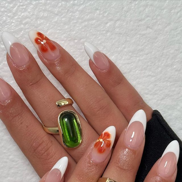 𝐧𝐚𝐢𝐥𝐬 𝐛𝐲 𝐀𝐧𝐚𝐥𝐲𝐬𝐬𝐞 𝐇𝐞𝐫𝐧𝐚𝐧𝐝𝐞𝐳 | 𝐋𝐀 on Instagram: "⛓️blooming flower frenchies🍊🌼 • • • • #nailsxanalysse #nails #nailart #nailinspo #nailsofinstagram #nailstyle #beauty #manicure #gelnails #nailsoftheday #art #fashion #naildesigns #naildesign #nailpolish #trendynails #pinterestnails #nailsnailsnails #nailsdone #losangeles #LAnailtech" Kutek Disney, Unghie Sfumate, Broken Nails, Simple Gel Nails, Summery Nails, Casual Nails, Classy Acrylic Nails, Cute Summer Nails, Fire Nails