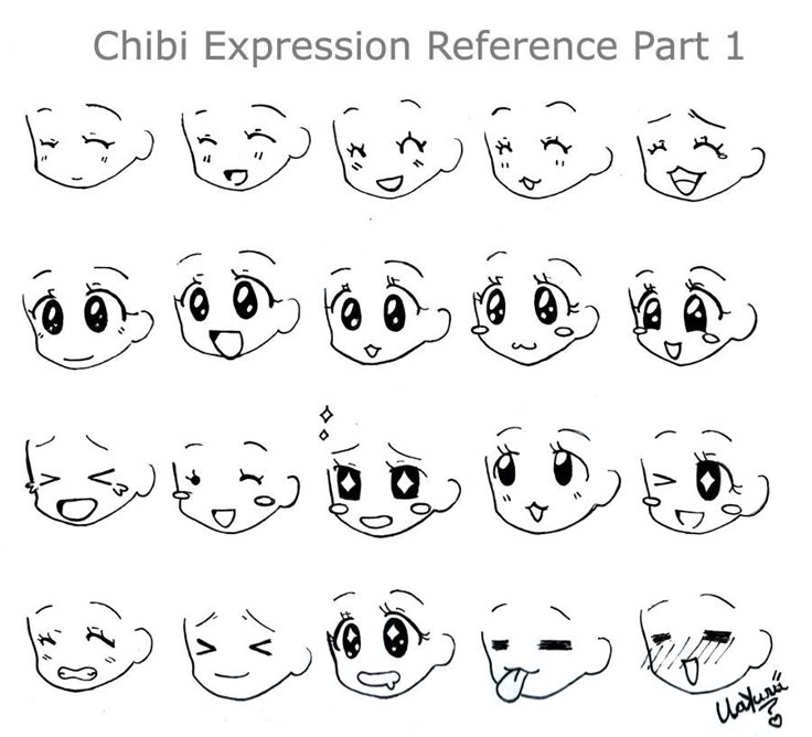 various expressions for different faces in the style of cartoon characters