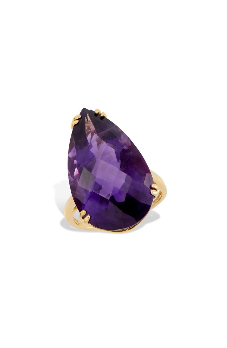 SAVVY CIE JEWELS Amethyst Pear Statement Ring | Nordstromrack Retro Rings, Retro Necklace, Retro Era, Pear Ring, 1950 Vintage, Retro Ring, Rings Vintage, Floral Ring, Jewelry Antique