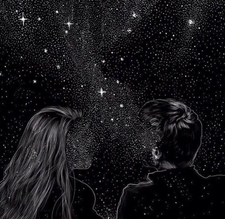 a man and woman looking at stars in the night sky with text that reads, stargazing and chill?