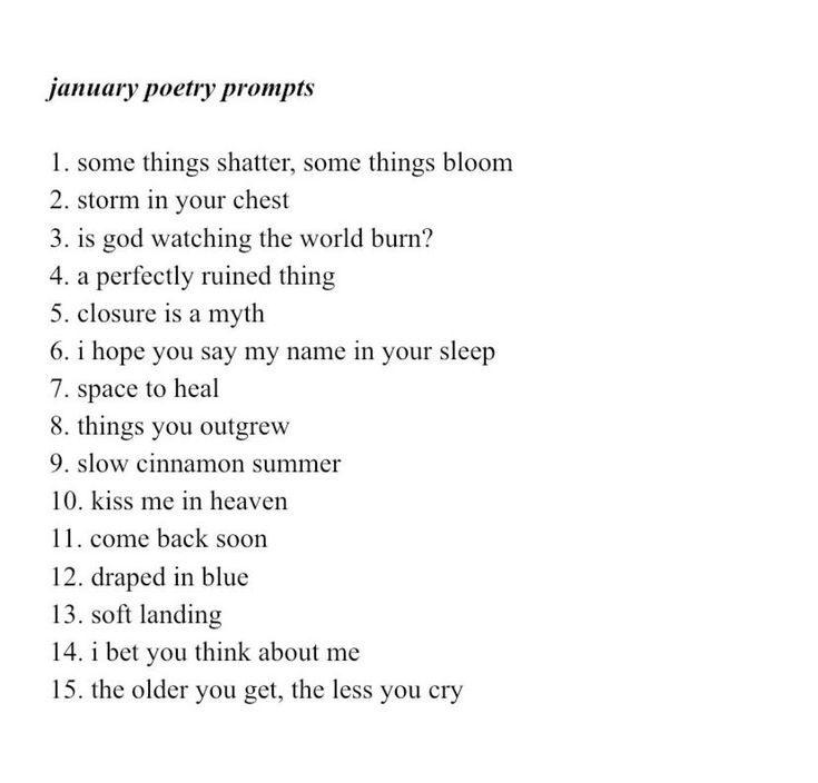 a poem written in black and white with the words'january poetry prompts '