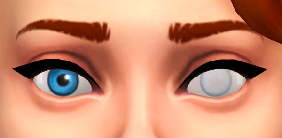 an animated face with blue eyes and eyebrows