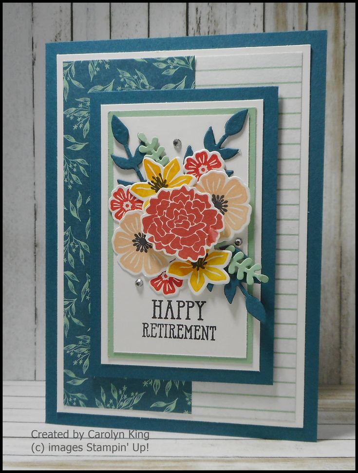 a close up of a card with flowers on it, and the words happy retirement