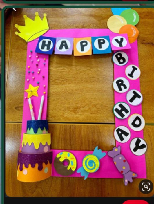 a birthday photo frame made out of construction paper