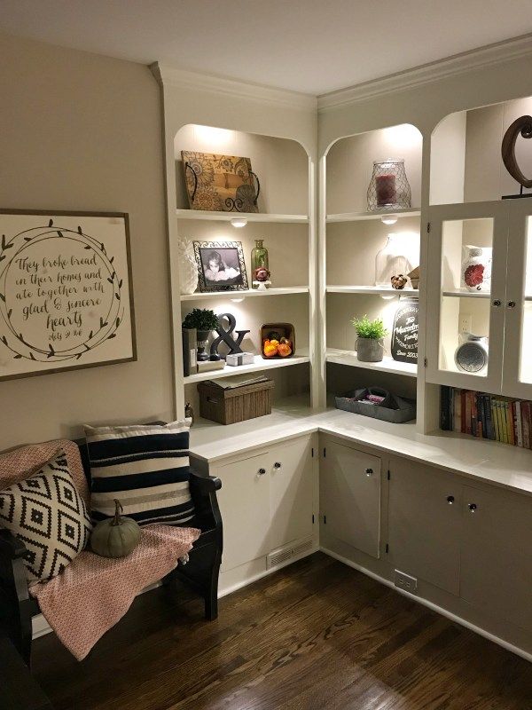 a room that has some shelves in it