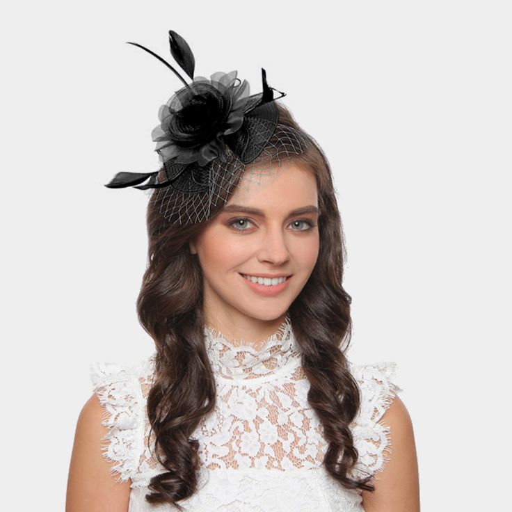 Style No : [427028] Fh2187-Bk Color : Black Theme : Feather Size: 6" X 7" Dual : Hair Pinch Clip / Headband Feather Flower Mesh Net Fascinator / Headband Black Headpieces For Spring Party, Chic Black Wedding Headpiece, Spring Party Black Headpieces, Black Spring Party Headpiece, Black Headpiece For Spring Wedding, Black Costume Hats And Headpieces For Church In Spring, Black Wedding Fascinator For Spring, Black Fascinator For Evening, Black Fascinator Hat For Kentucky Derby