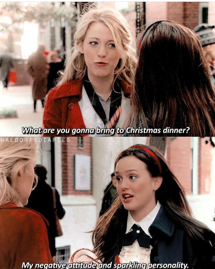 two women talking to each other in front of a building with the caption'what are you going to christmas dinner? '