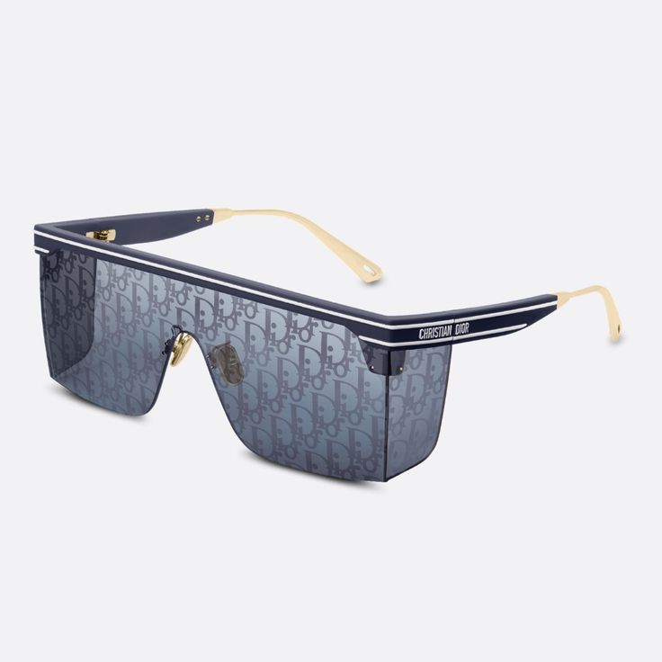 Only Wore Twice, In Perfect Condition, Comes With Box The Diorclub M1u Sunglasses Are A Rectangular-Shaped Mask With A Sportswear Appeal. In Keeping With The Silver Mirrored Lenses In A Blue Dior Oblique Motif, The Design Features Large Spoilers That Lend A Modern And Graphic Touch. The Navy Blue Matte Acetate Frame Contrasts With A Brilliant-Finish White Line Detail And 'Christian Dior' Signature. Navy Blue Matte Acetate Frame And White Signature Silver Mirrored Lens With Blue Dior Oblique Moti Accessories Dior, Blue Dior, Dior Oblique, Dior Accessories, White Line, Silver Mirrors, Christian Dior, Sunglasses Accessories, Design Features