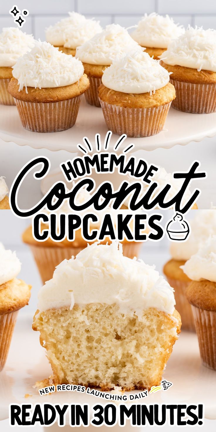 the front and back cover of homemade coconut cupcakes