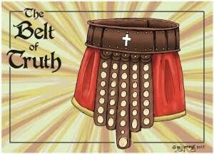 the belt of truth is shown in this humorous card game image, which features an illustration of a red skirt with a cross on it