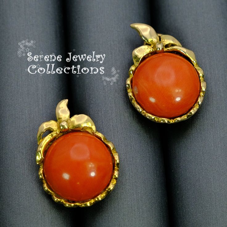 Beautiful 14k solid gold earrings with smooth red coral cabochons! They are a clip on style but also has a post. Length: 0.8 inch Total Weight: 10.8 grams Precious Metal: 14k gold Precious stones: -Coral Cabochon: 14.2mm Yellow Gold Earrings, Solid Gold Earrings, Earrings Clip, Yellow Gold Earring, Precious Metal, Red Coral, Jewelry Earrings Studs, Clip On, Precious Metals