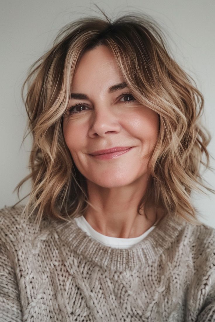 11. Tousled Bob with Light Layers - Medium-Length Hairstyles For Women Over 40 - Medium-Length Hairstyles For Women Over 40 Widow's Peak Hairstyles Women, Medium Length Hair Women, Medium Length Hairstyle, Older Women's Hairstyles, Layers Medium, Light Curls, Medium Hair Styles For Women, Tousled Bob, Light Layers