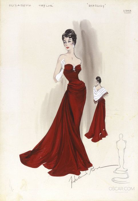 an illustration of a woman in a red dress