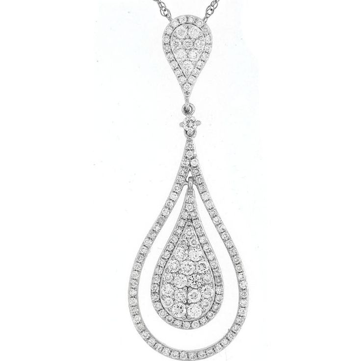 Royal Celestial 14K White Gold Diamond Pendant - 1.52 Carat Total Diamond Weight Timeless Drop Cubic Zirconia Jewelry, Elegant Diamond Drop Jewelry, Timeless Teardrop Diamond White Jewelry, Elegant White Gold Drop Jewelry, Celestial White Gold Diamond Jewelry, Timeless Teardrop Jewelry With Elegant Design, Celestial White Gold Jewelry With Brilliant Cut, Celestial Style Jewelry With Brilliant Cut For Anniversary, Celestial Jewelry With Brilliant Cut For Anniversary