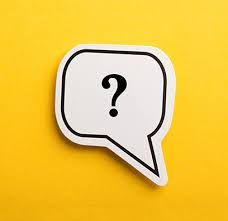 a white speech bubble with a question mark on it's side against a yellow background