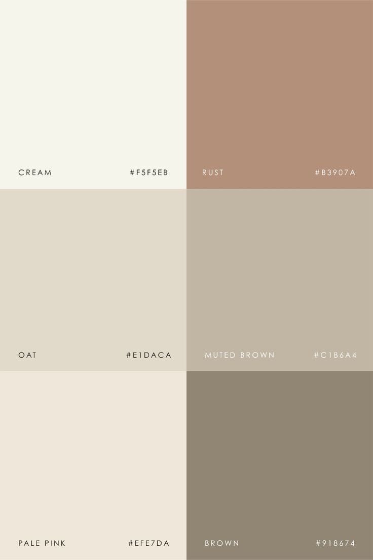 four different shades of beige and brown in the same color scheme, each with their own name