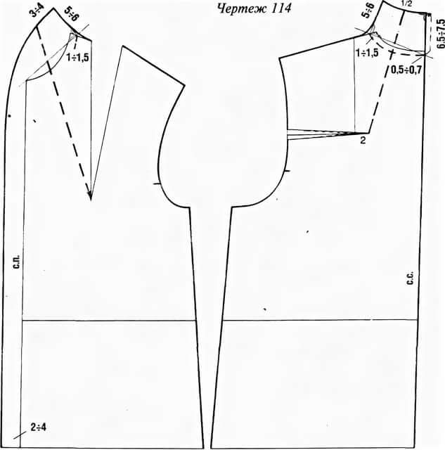 an image of a sewing pattern with measurements for the top and bottom part, as well as