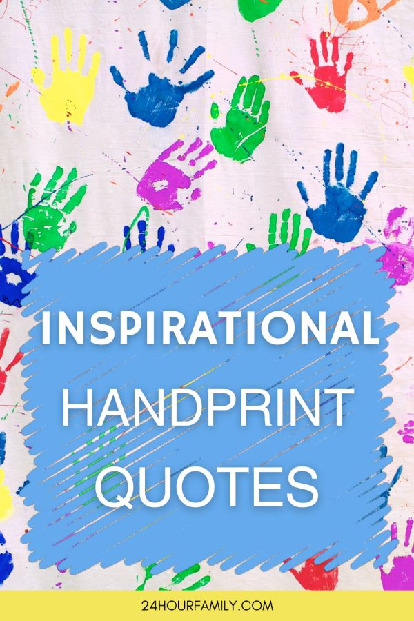 the words inspirational handprint quotes are painted on white paper with colorful hands in different colors