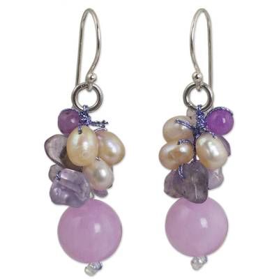 Asian Earrings, Making Beaded Jewelry, Beaded Clothing, Lavender Earrings, Pearl Amethyst, Types Of Beads, Best Earrings, Lavender Amethyst, Special Occasion Jewelry