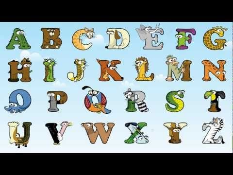 the letters are made up of cartoon animals