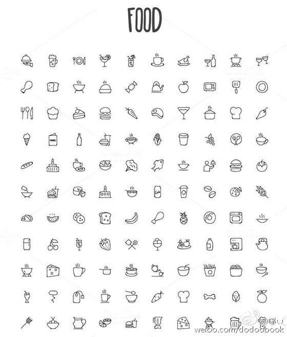 a large set of food icons