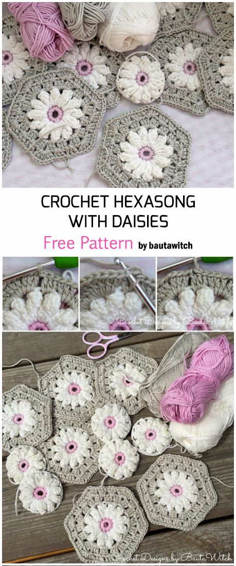 crochet hexagon with daisies free pattern