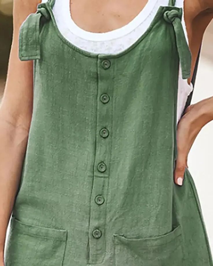 Lasaky - Plain playsuit with buttoned straps Summer Button-up Solid Color Jumpsuits And Rompers, Summer Button-up Solid Color Jumpsuit, Summer Solid Color Button-up Jumpsuit, Casual Solid Jumpsuits And Rompers With Adjustable Straps, Casual Jumpsuits And Rompers With Adjustable Straps, Casual Green Sleeveless Suspender Dress, Casual Sleeveless Shortalls For Beach, Casual Jumpsuits And Rompers With Spaghetti Straps, Casual Jumpsuits And Rompers With Spaghetti Straps And Suspenders