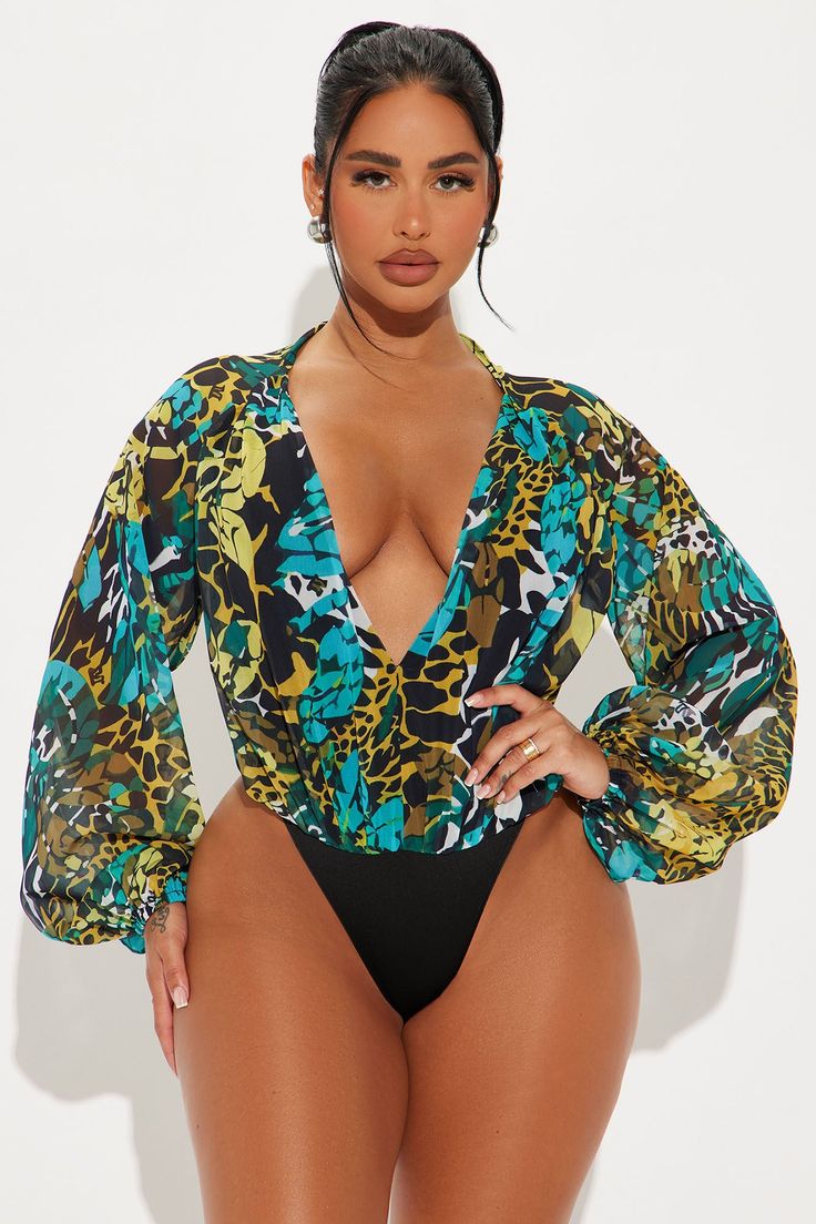 Available In Blue/combo. Bodysuit Deep V-Neck Long Sleeve Ruched Detail Abstract Print Hidden Side Zip Closure Thong Bottom Snap Button Closure Final Sale Disclaimer: Print Placement Will Vary. Shell1/Shell2/Lining:: 100% Polyester Imported | Wild Side Deep V-Neck Bodysuit in Blue size XS by Fashion Nova V Neck Bodysuit, Print Placement, Jeans Jumpsuit, Womens Bodysuit, Matching Dresses, Deep V Neck, Active Wear For Women, Abstract Print, Deep V