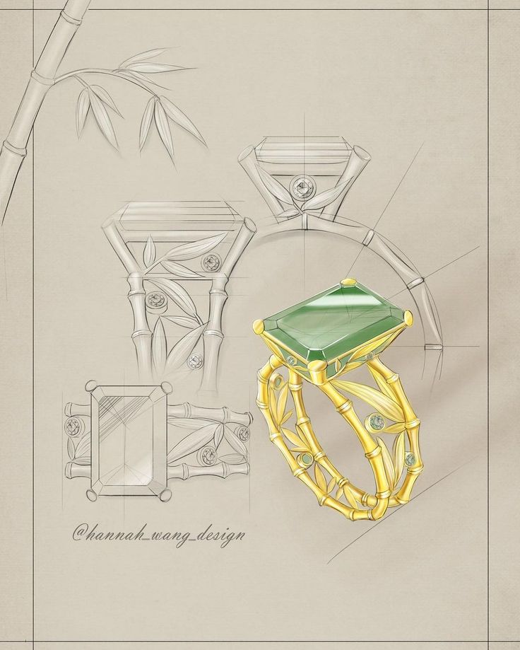 Jewelry & Watch Designer on Instagram: “The presentation sketch of the bamboo ring 💛 Exploring some color renderings with digital illustration. #summer #jewelrydesign…” Bamboo Jewelry Design, Jewellery Presentation Ideas, Jewelry Sketch Drawing, Jewellery Sketches Illustration, Jewelry Illustration Design, Jewelry Sketch Design, Jewelry Illustration Art, Rings Sketch, Jewelry Design Sketch