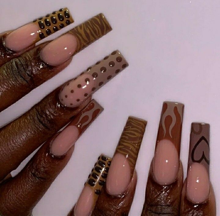 Skin Tone Color Palette, Skin Tone Color, Tone Color Palette, Brown Acrylic Nails, Brown Nail, Nail Board, Long Acrylic Nail Designs, Drip Nails, Nail Colours