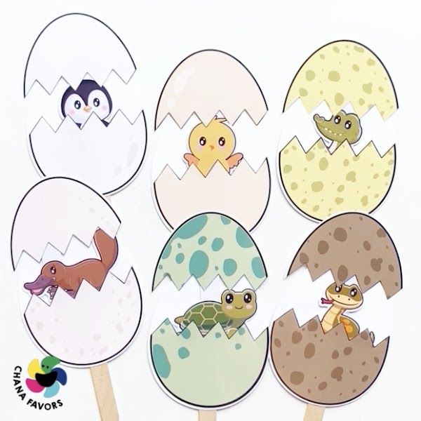 an image of eggs with animals in them