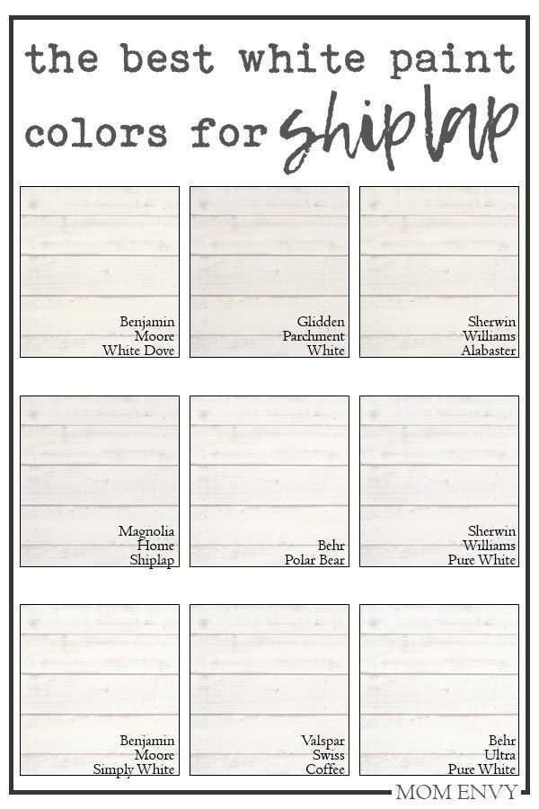 the best white paint colors for shiplap is shown in this printable chart